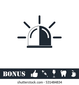 Siren icon flat. Vector illustration symbol and bonus pictogram