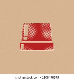 Siren icon in halftone style. Grunge background vector illustration.