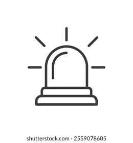 Siren, icon in line design. Siren, alarm, warning, emergency, alert, beacon, flashing on white background vector. Siren, icon in line design editable stroke icon