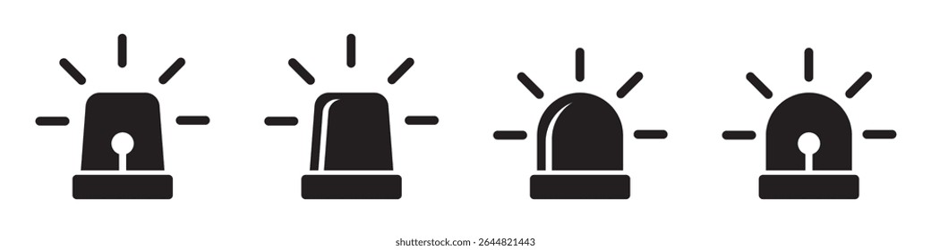 Siren icon, siren pictogram, fire siren icons set.