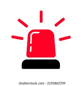 Siren icon. Red flat sign
emergency alarm.
Alert, danger warning. Ambulance flasher, police car.
 Flat character in cartoon style.
Vector illustration