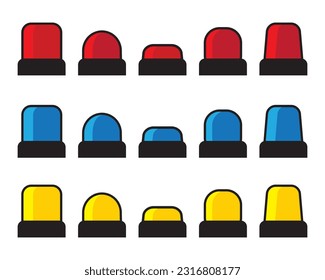 siren icon set, siren light vector illustration, emergency light,