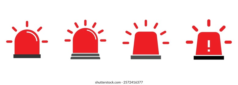 Siren icon vector set. Emergency alert and alarm symbol collection. Police and firefighter siren icon. Siren icon illustration.