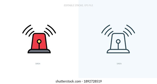 Siren-Symbol für Ihre Website, Logo, App, Benutzeroberfläche, Produktdruck. Siren Konzept flach Silhouette Vektorgrafik Symbol. Set für Bearbeitbare Strichsymbole
