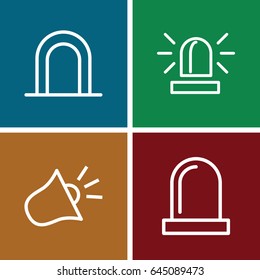 Siren icons set. set of 4 siren outline icons such as