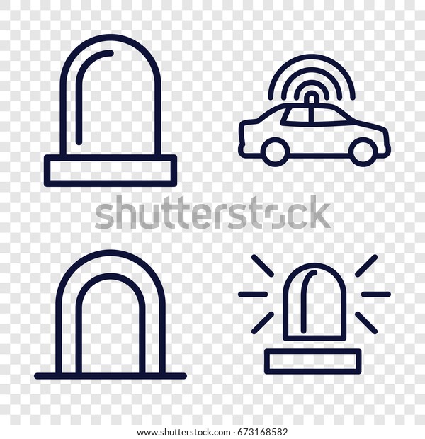 Siren icons set. set of 4 siren outline icons such as\
police car