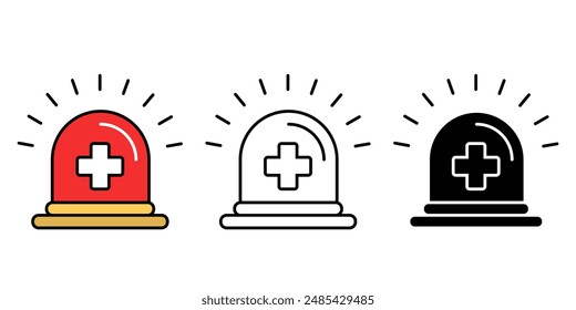 Siren icons set, Emergency alert symbols isolated background, silhouette icon, vector illustration.