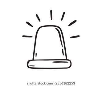 Siren light doodle hand drawn icon. Outline drawing siren light line clipart symbol. Vector illustration