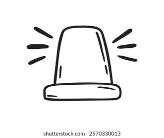Siren light doodle hand drawn icon. Outline drawing siren light line clipart symbol. Vector illustration