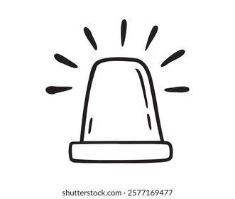 Siren light doodle hand drawn icon. Outline drawing siren light line clipart symbol. Vector illustration