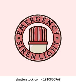 Siren Light, Emergency, Ambulance, Police or Warning Light Logo Vector Illustration Design. Red Flasher or Siren Light Vintage Style Illustration. Emergency Light Logo Concept