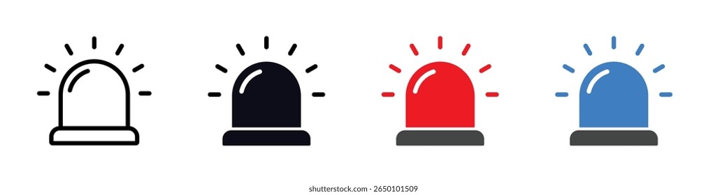 Siren light icon, emergency warning signal with flashing representing alert danger urgency safety police ambulance response attention notification public protection system