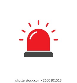 Siren light icon, emergency warning signal with flashing representing alert danger urgency safety police ambulance response attention notification public protection system