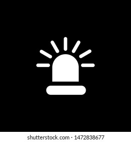Siren Light Icon On Black Background. Black Flat Style Vector Illustration