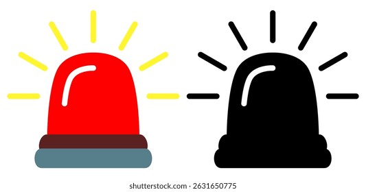 siren light icon, simple flat style, illustration, logo sign symbol pictogram template, for ui or ux isolated on white for mobile app, editable