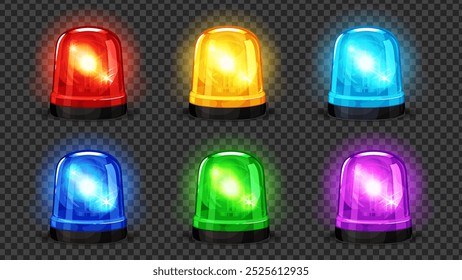 Siren light or rotating light illustration set