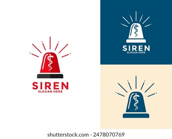 Siren logo vector icon set, Police red flasher siren ,emergency department ambulance accident vector