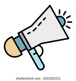Siren megaphone icon. Outline siren megaphone vector icon color flat isolated on white