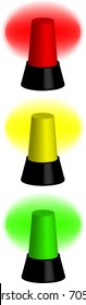 Siren real on roof ambulance, isolate, revolving light 3 colors, 3D.