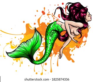 Siren. Sea theme. vector illustration on a white background.