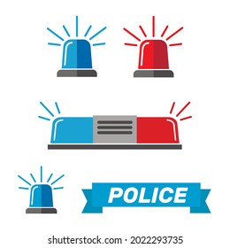 Siren set. Police flasher or ambulance flasher icons in flat style