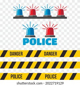 Siren set. Police flasher or ambulance flasher. Siren police light vector