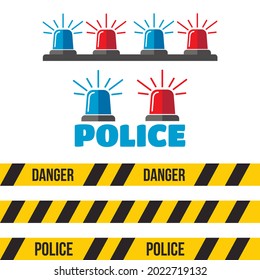 Siren set. Police flasher or ambulance flasher. Siren police light vector