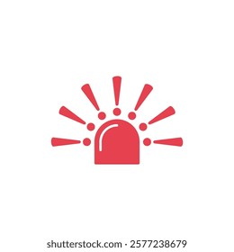 Siren signal with exclamation mark. Vector linear icon isolated on white background.