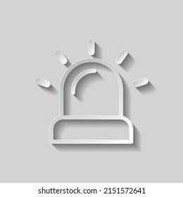 Siren simple icon. Flat design. Paper style with shadow. Gray background.ai