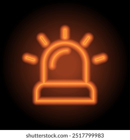 Siren simple icon. Flat design. Orange neon on black background.ai