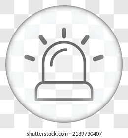 Siren simple icon. Flat desing. Glass button on transparent grid.ai