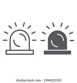 Siren thin line and glyph icon, light and caution, alarm sign, vector graphics, a linear pattern on a white background, eps 10.