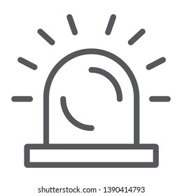 Siren thin line icon, light and caution, alarm sign, vector graphics, a linear pattern on a white background, eps 10.