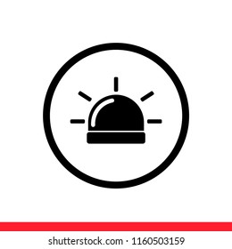 Siren vector icon, flasher symbol. Simple, flat design for web or mobile app