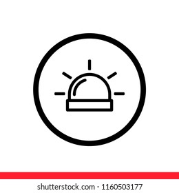Siren vector icon, flasher symbol. Simple, flat design for web or mobile app