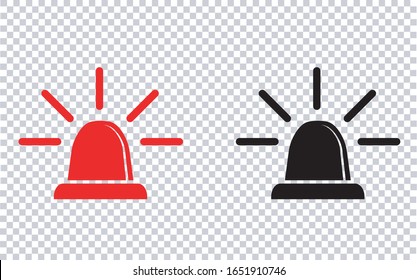 Siren vector icon illustration. Red and black colors isolated on transparent background.