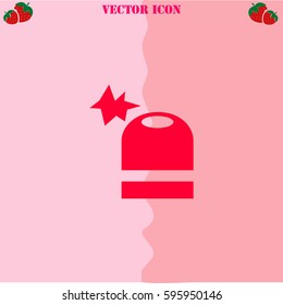 Siren vector  icon. Strawberry Background.