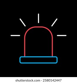 Siren vector on black background icon. Alarm sign. Ambulance symbol. Special flashers of emergency dept department. Security sign. Graph symbol for your web site design, logo, app, UI