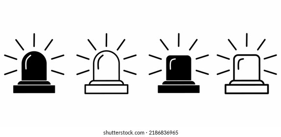siren vector set. Red and blue sirens, flashers ambulances. Icons for alarm or emergency isolated on white background