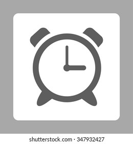 Sirene Clock vector icon. Style is flat rounded square button, dark gray and white colors, silver background.