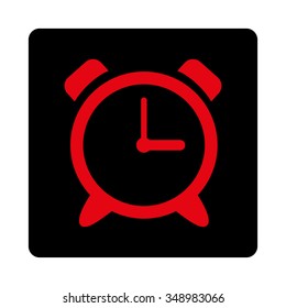 Sirene Clock vector icon. Style is flat rounded square button, intensive red and black colors, white background.