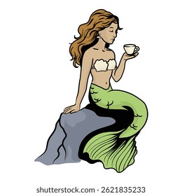 sirens are drinking coffee on the rocks