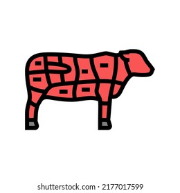 sirloin cow meat color icon vector. sirloin cow meat sign. isolated symbol illustration