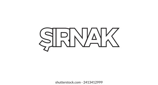 Sirnak in the Turkey emblem for print and web. Design features geometric style, vector illustration with bold typography in modern font. Graphic slogan lettering isolated on white background.