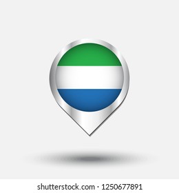 Sirra Leone Flag Round Pin Icon. Vector icon.