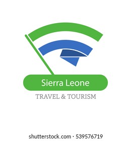 Sirrea Leone The Travel Destination logo - Vector travel company logo design - Country Flag Travel and Tourism concept t shirt graphics - vector illustration