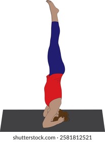 Sirsasana headstand yoga pose vector