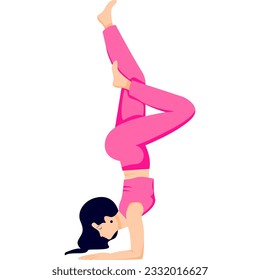 Sirsasana yoga asana pose illustration yoga asana pose illustraion for ui, ux, web, app, brochure, flyer and presentation design, etc.
