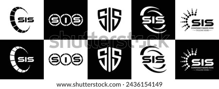 SIS logo. S I S design. White SIS letter. SIS, S I S letter logo design. Initial letter SIS linked circle uppercase monogram logo.  Stock photo © 
