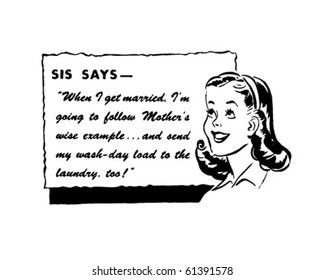 Sis Says - Retro Spokesgirl - Clip Art